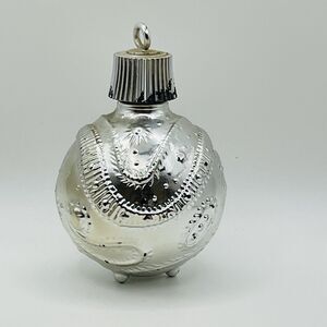 Vintage Avon Christmas Ornament Silver Bubble Bath 1970s Empty